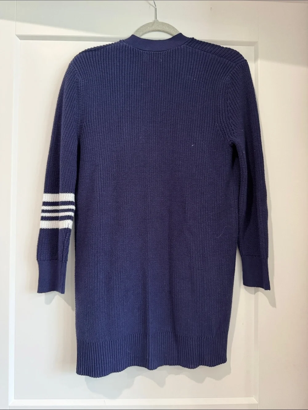 Old Navy Long Knit Cardigan with White Sleeve Stripes
